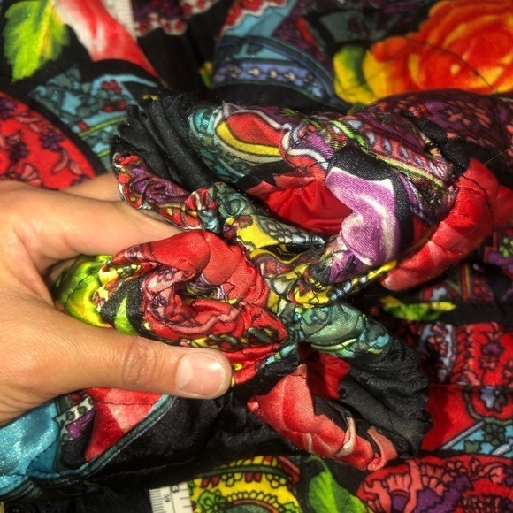 VTG 80s Elements Bright Colourful Floral Paisley Art Print Long Bomber Jacket - Picture 4 of 12